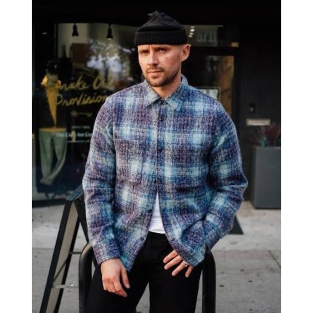 RGT Rogue Territory Mohair Utility Shirt Mens Large Wool Blend Japan Fabric